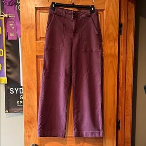 Burgundy Cropped Wide Leg Pants